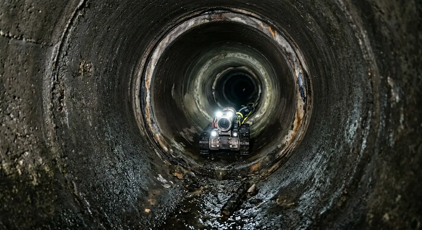 Robotic sewer camera inspecting pipe interior for Sewer Line Repair in Iona